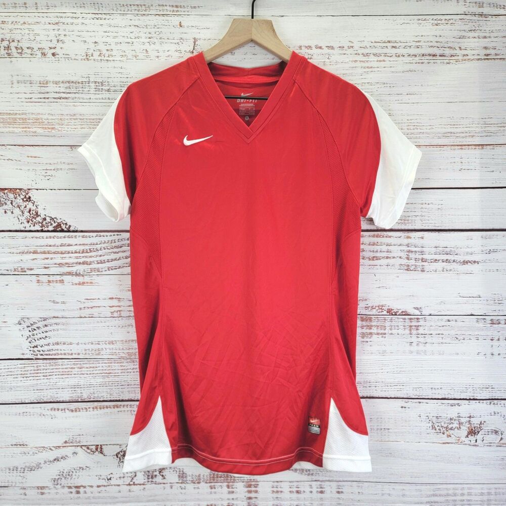 Nike Womens Size M Medium Mystifi Jersey Red Short Sleeve EUC 379181-658